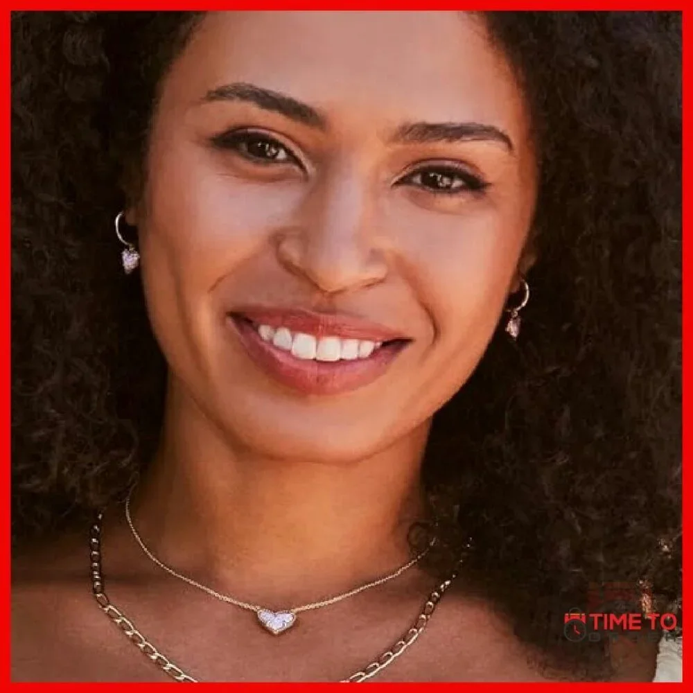 14k Gold-Plated Heart Pendant Necklace with Opal Gemstones